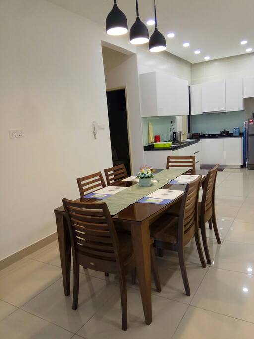 Dining table and kitchenette
