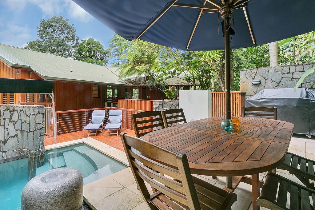Enjoy the view while dining outside the house