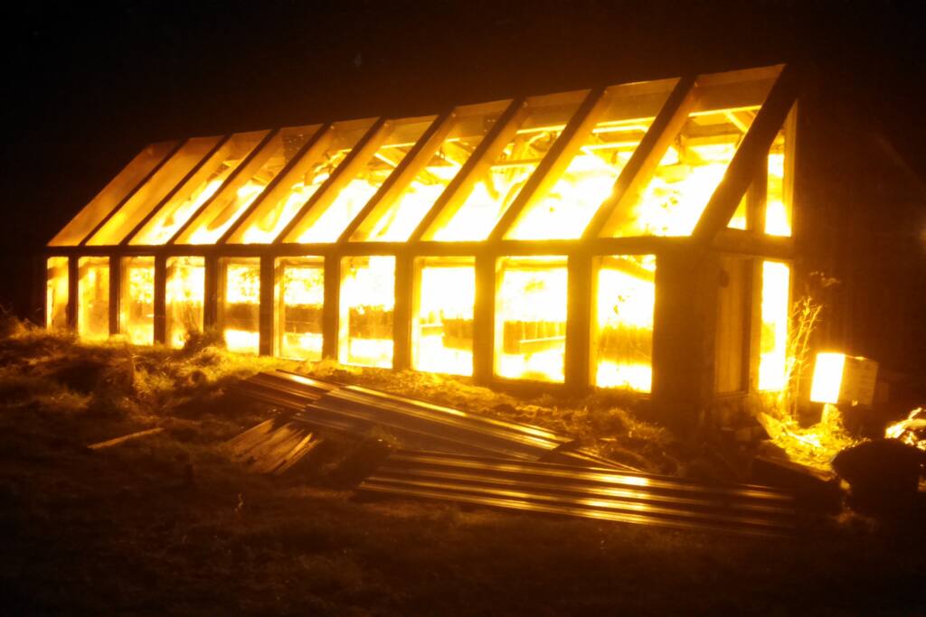 Greenhouse at night