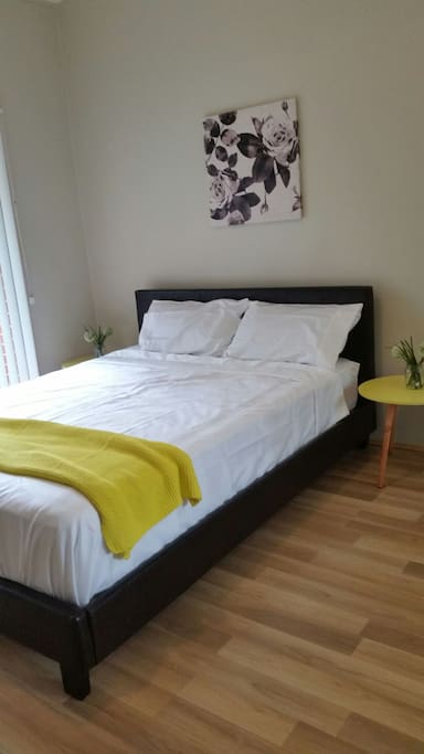 Bedroom with Queen size bed.