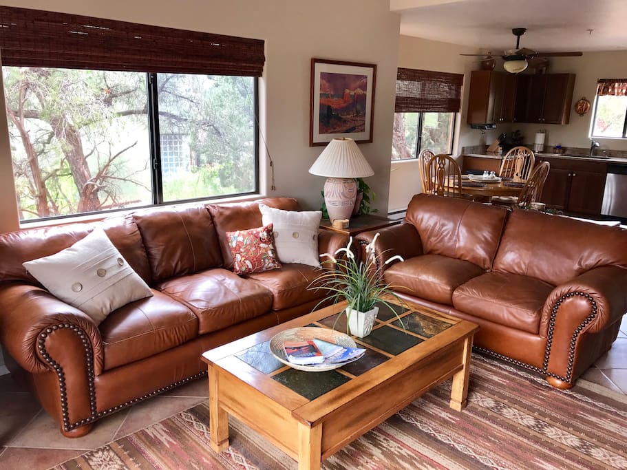 Open concept living room to kitchen