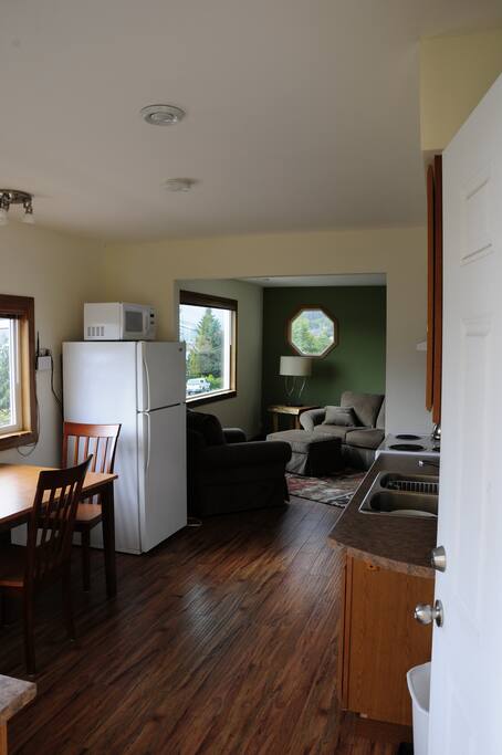 kitchen and living room