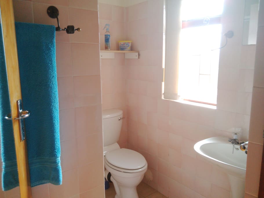 Bathroom with shower, toilet and basin