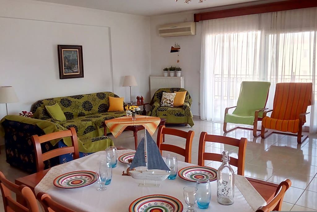 The living - room and the kitchen