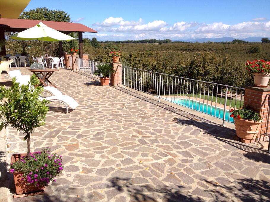 Sun terrace with view of Appenine mountains