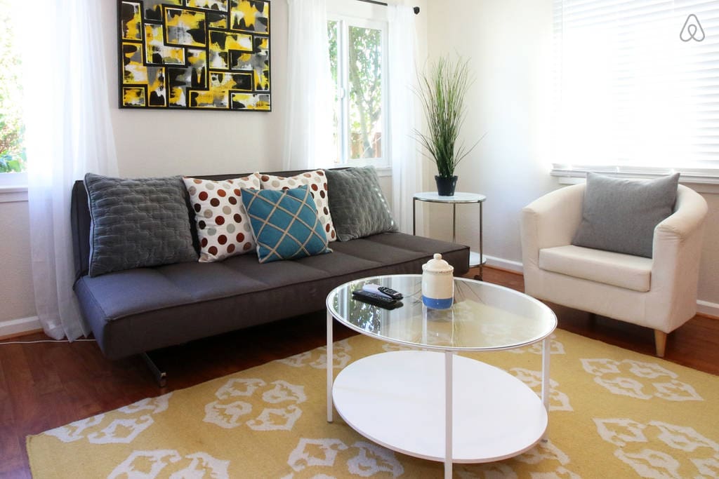 Bright, artistic living space...