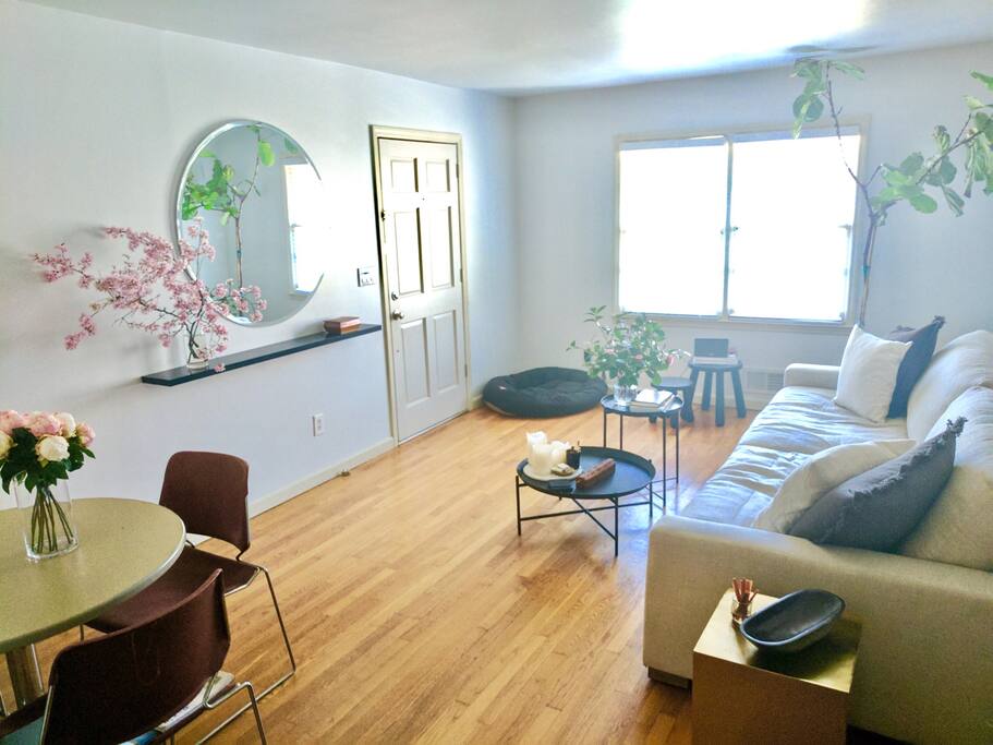 Relax in the living room space.