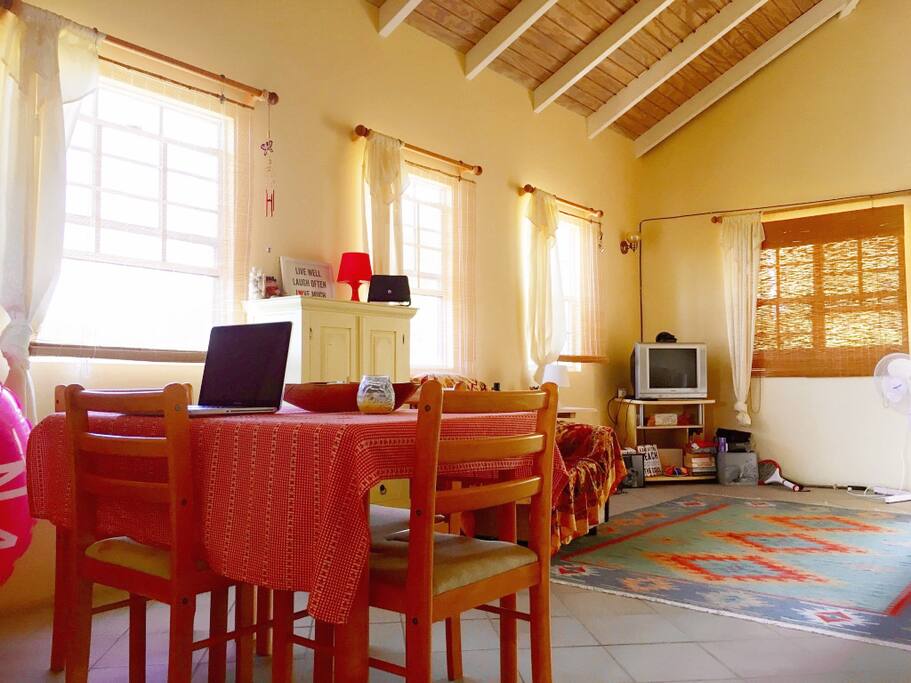 Open plan living and dining room space