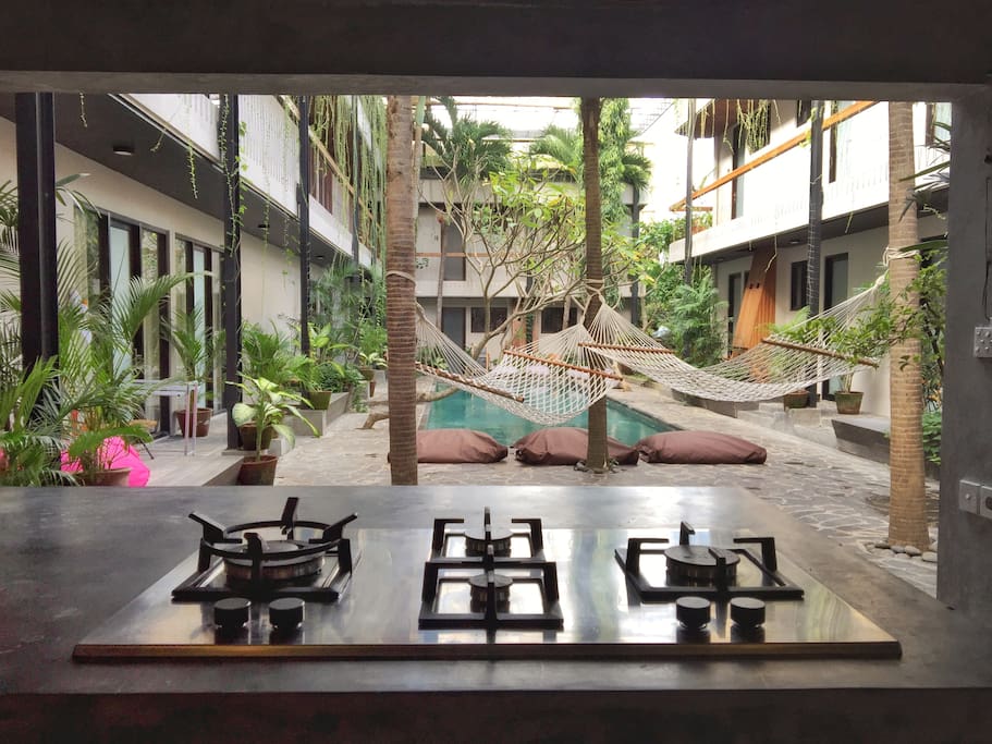 Cook with a view of the pool in your new kitchen