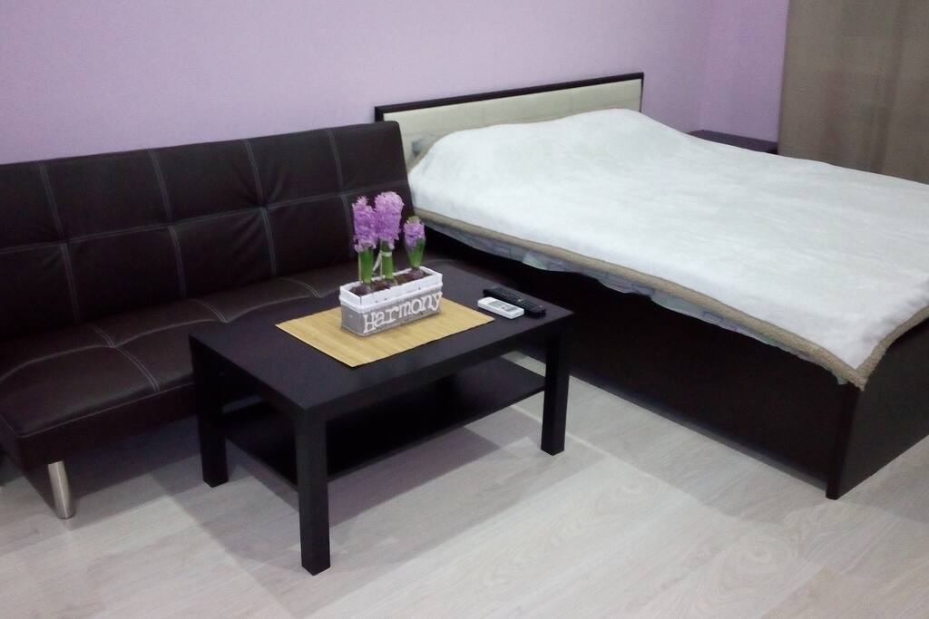 Удобная двуспальная кровать 160*200 и раскладной диван