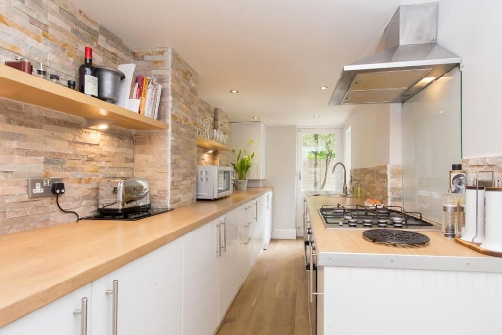 The kitchen is fully equipped. Also includes a dishwasher, washing machine and dryer.