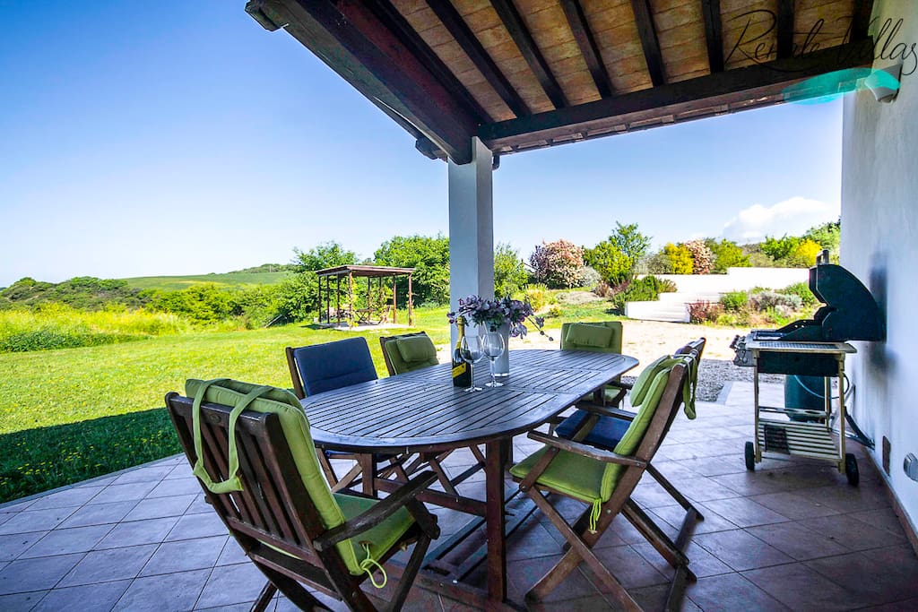 Table for eating and enjoy sun