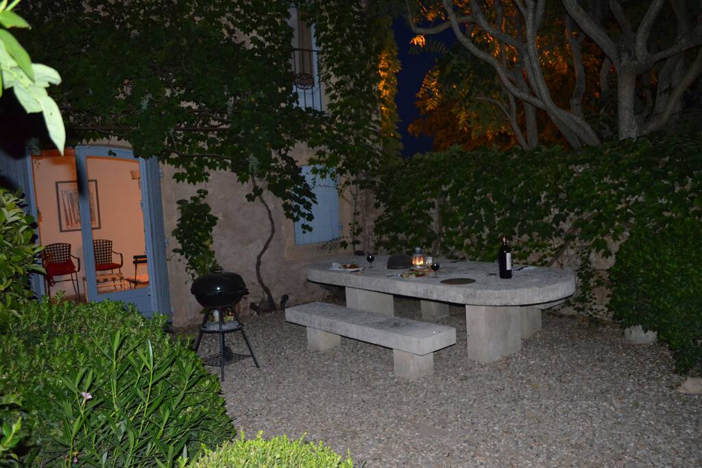 Enchanting courtyard with table