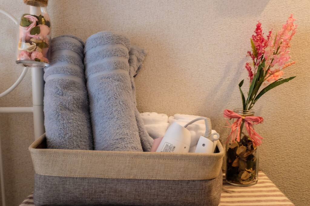 Fresh, Fluffy Towels & Hair Dryer