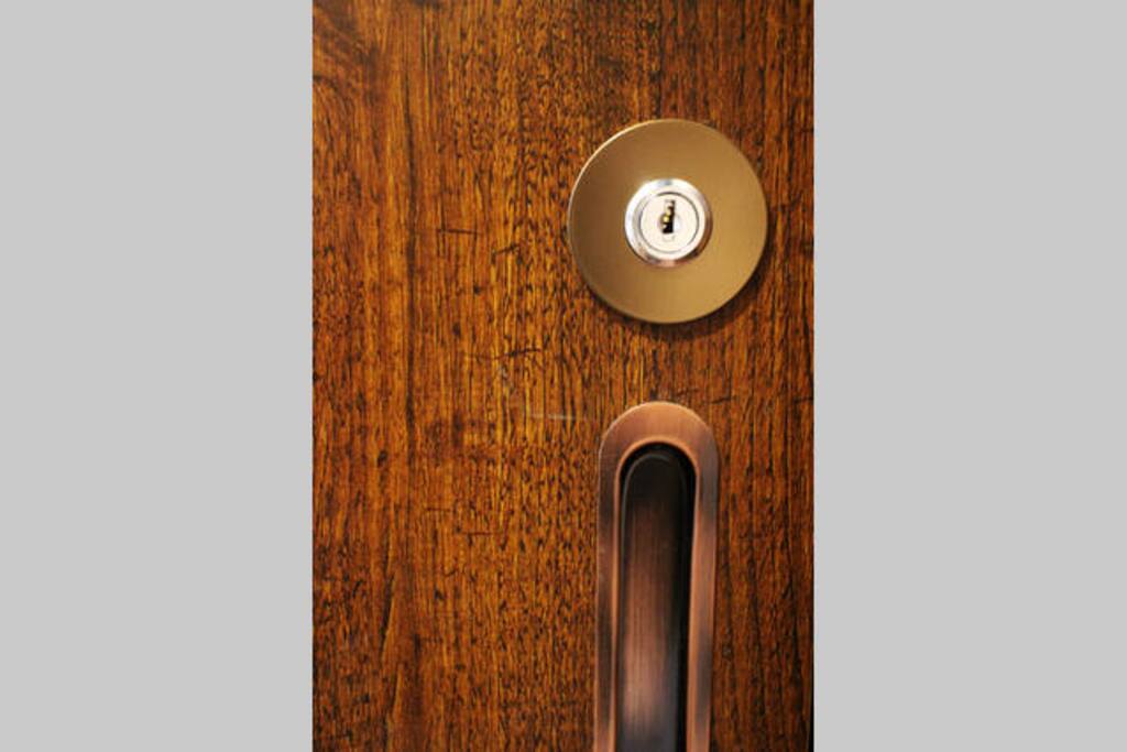Each room door has a lock.