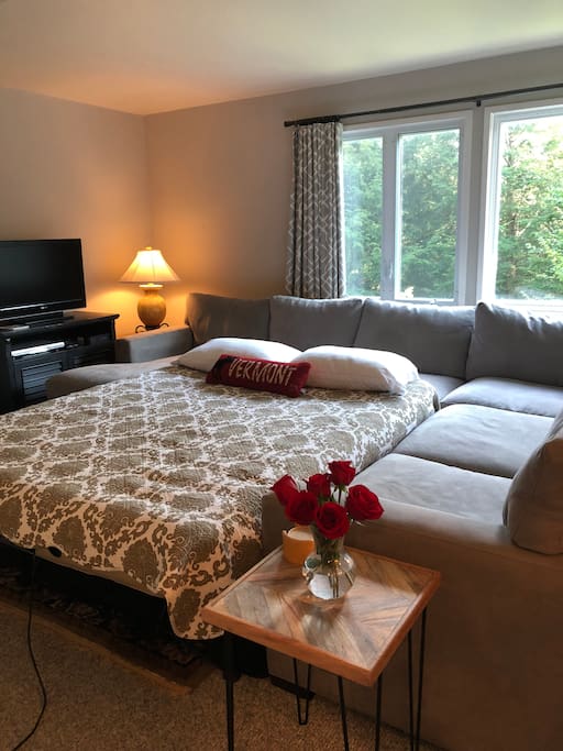 The most comfortable Air mattress set up in living room