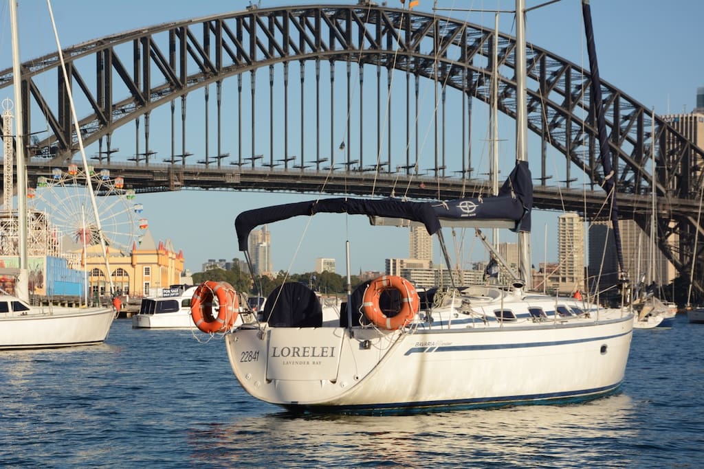 Lorelei is based in Lavender Bay in front of the Sydney Harbour Bridge