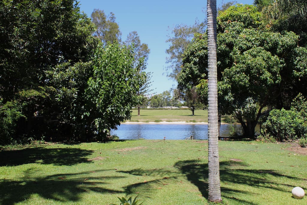 Roomy backyard, sports equipment supplied