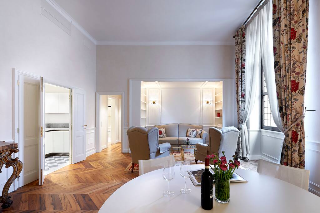 Living room and dining room
