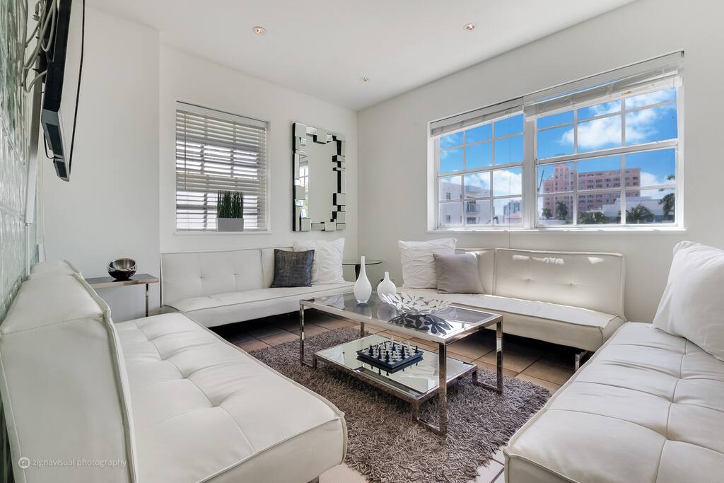 Living room with designer sofa