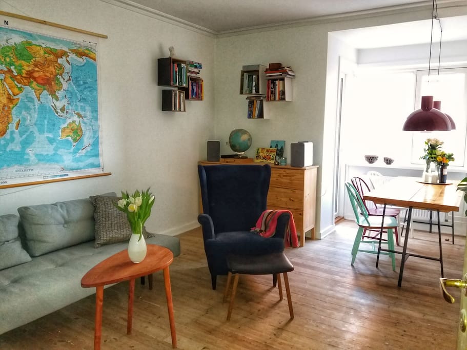 Living room - with sofa, which transforms into comfortable bed for two.