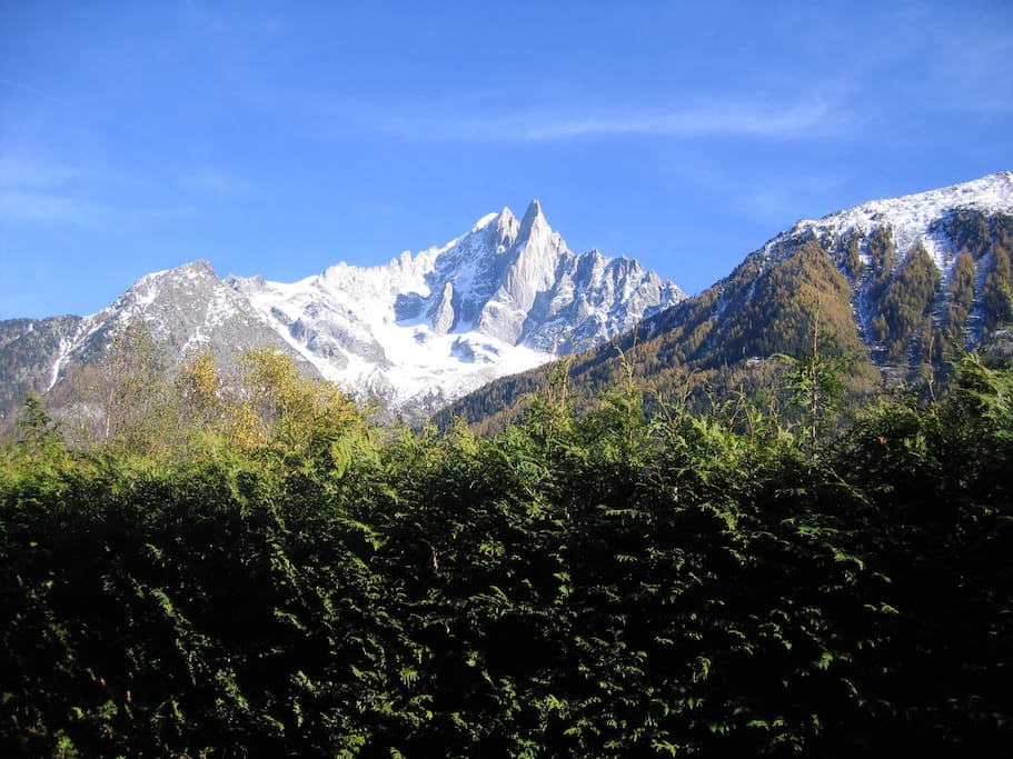 Aiguille verte, le Dru et le Montenvers depuis la terrasse SE