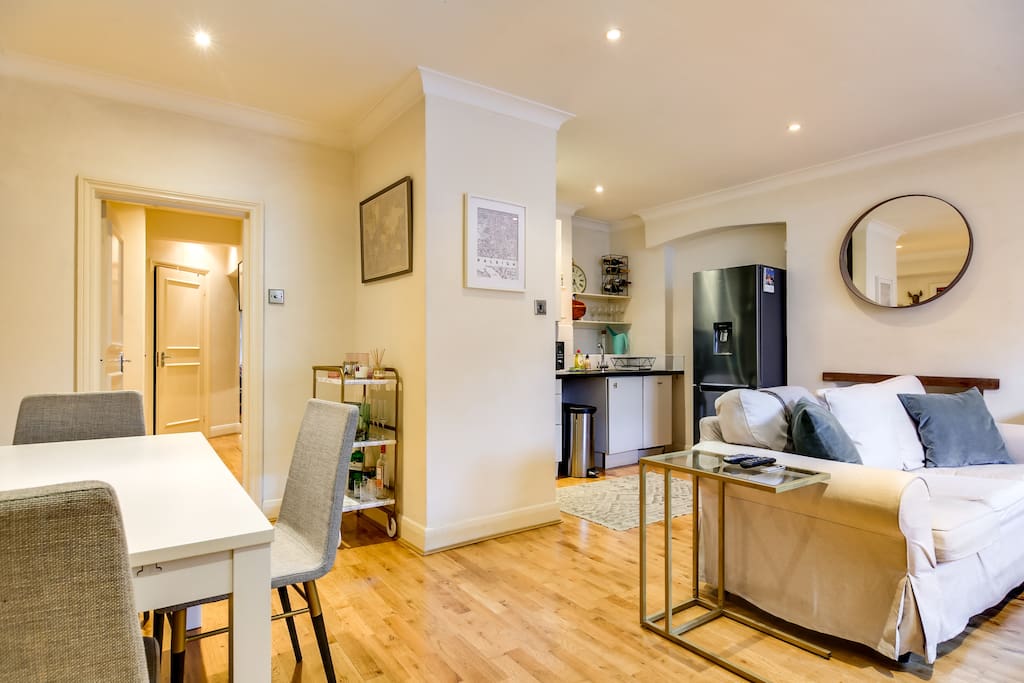 There is space for relaxing and space for dining.