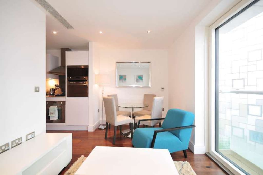 Living room with a TV and BT TV license