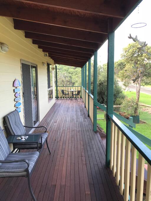Huge undercover decking and verandah surrounds two full lengths of the property