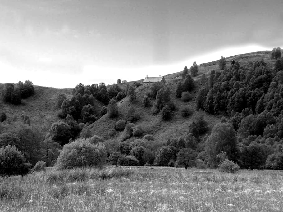 View from the Croft Room to Cille Choirill Church