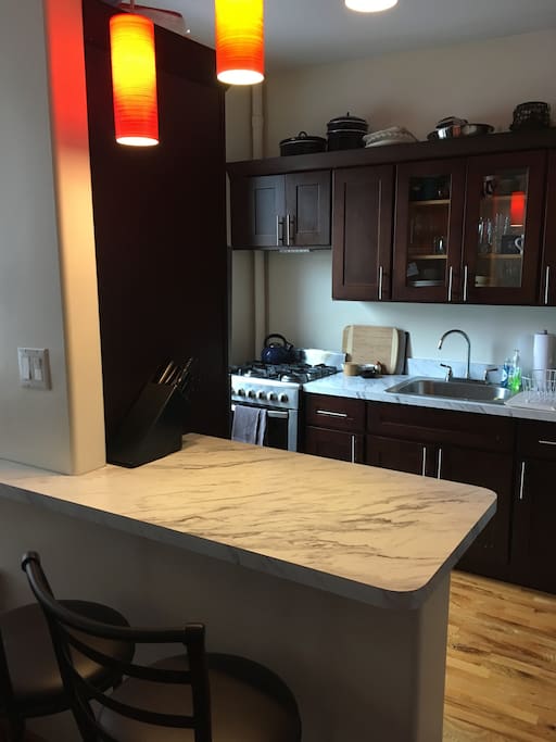 View of kitchen from living room