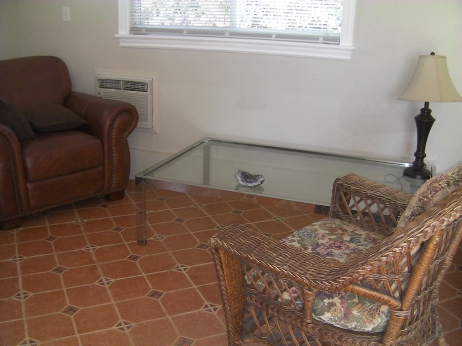 Sitting area, big stuffed chair for curling up with a book (or iphone)