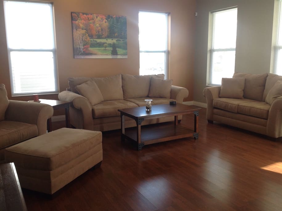Large family room that's great for hanging out, lounging or watching the flat screen TV...