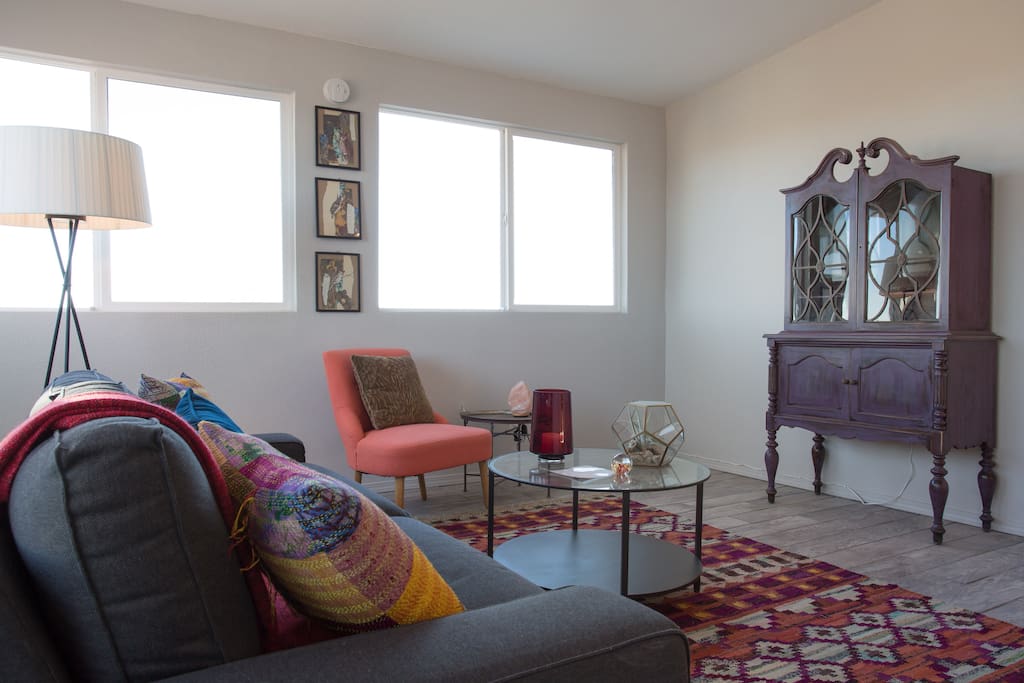 Great room with "sky views" is filled with natural light.