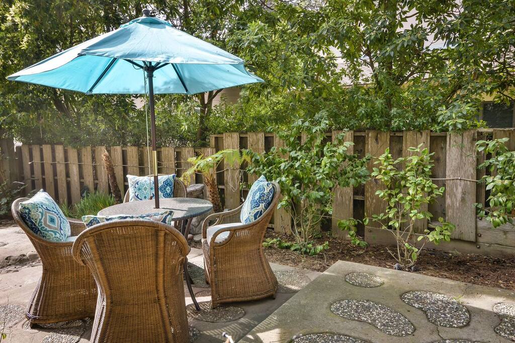 Backyard dining area.