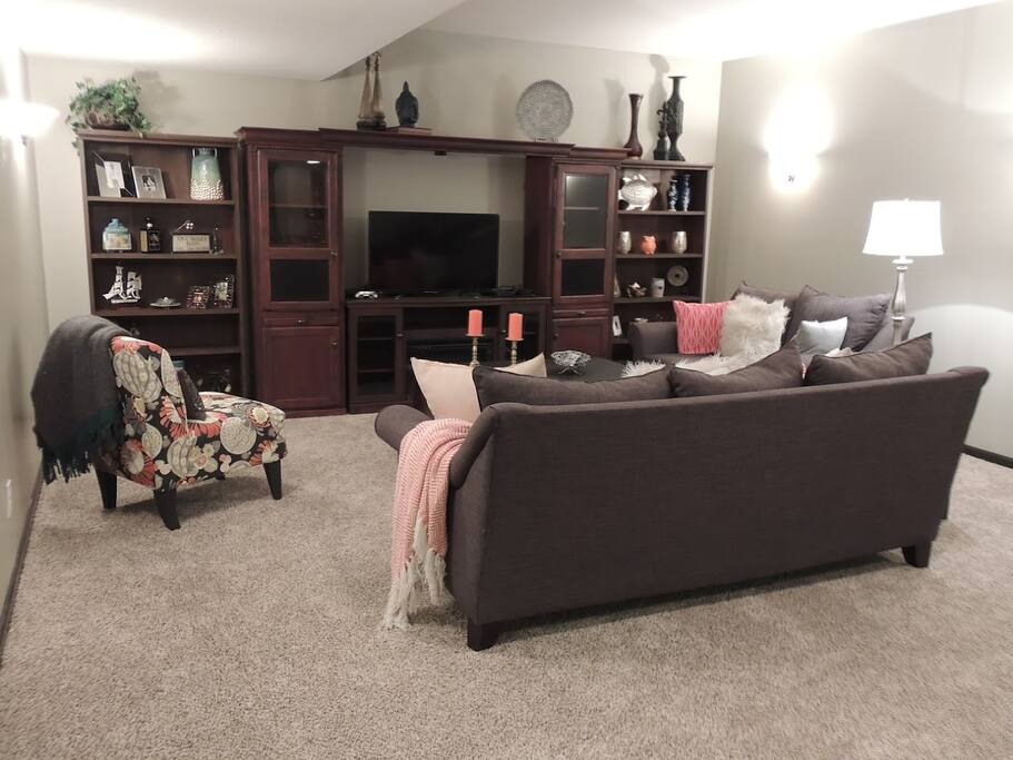 movie area in basement