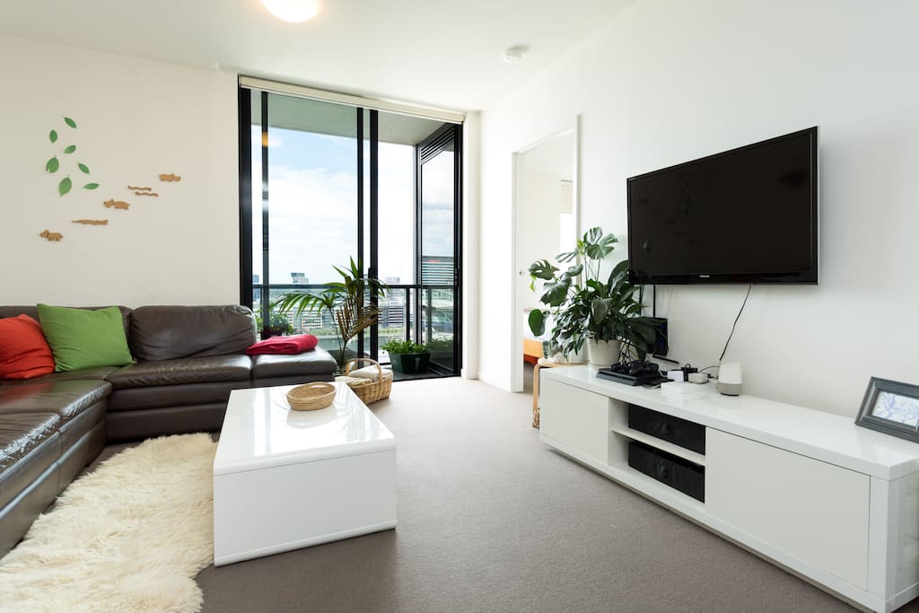 Lounge with large flat screen TV