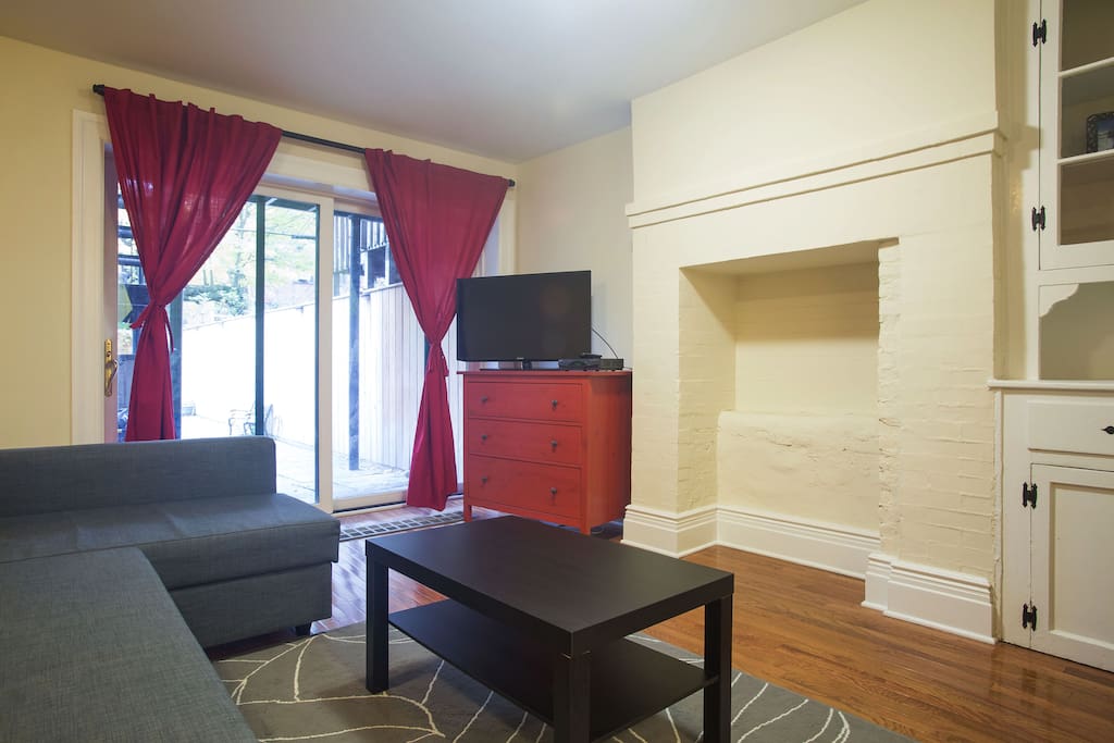 Living Room facing TV, garden