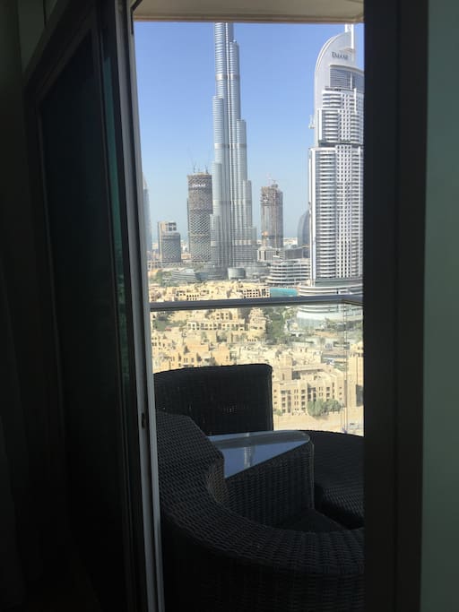 View from inside the living room with Full Burj Views