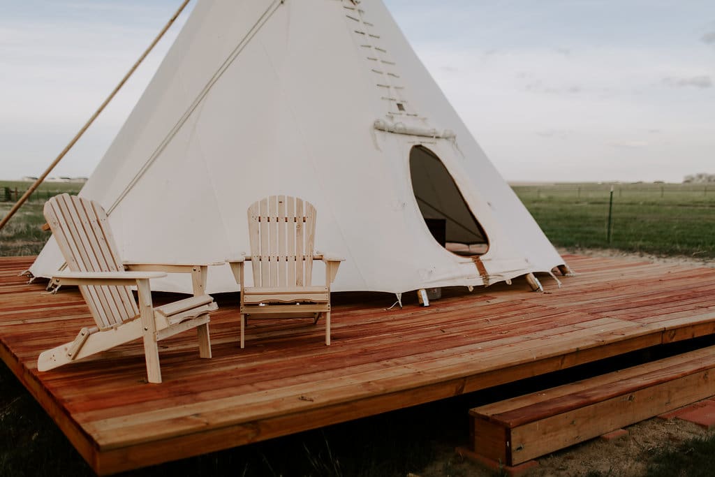 Creekside Glamping Teepee on Colorado Horse Ranch Tipis for Rent in Hudson, Colorado, United