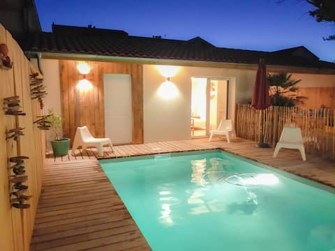Villa Vent D'Ouest-pool-sauna-120 m from the beach