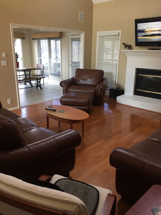 Living Room; First floor has stereo system with speakers in every room