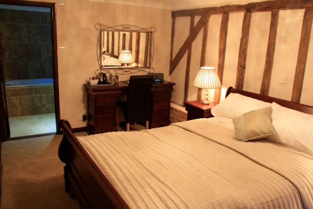 Double room with king size sleigh bed and comfy mattress (so we are often told!)