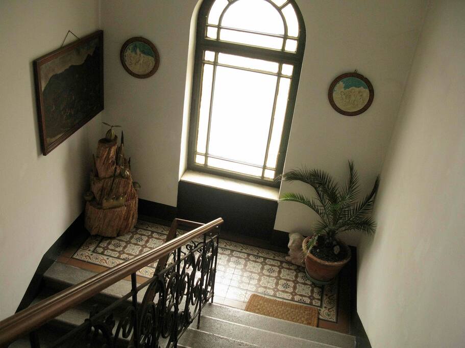 Stairway to the Studio filled with art, sculptures and design products collected for more than 30 years.