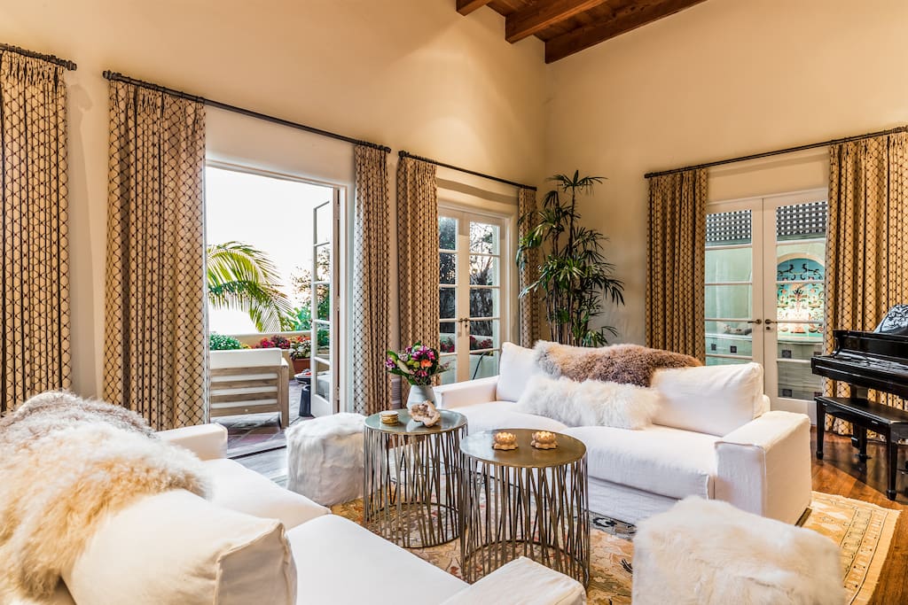 Living room with white water views below