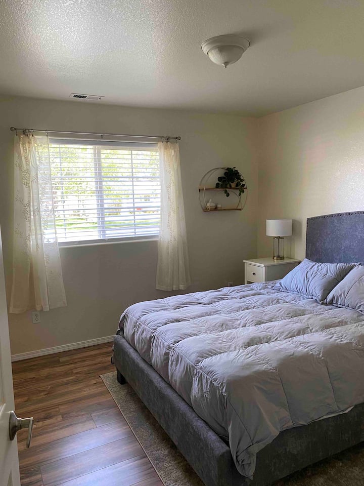 חדר אורחים עם מיטת קווין סייז 