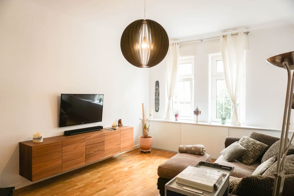 The sideboard is made from real wood and is very stylish.