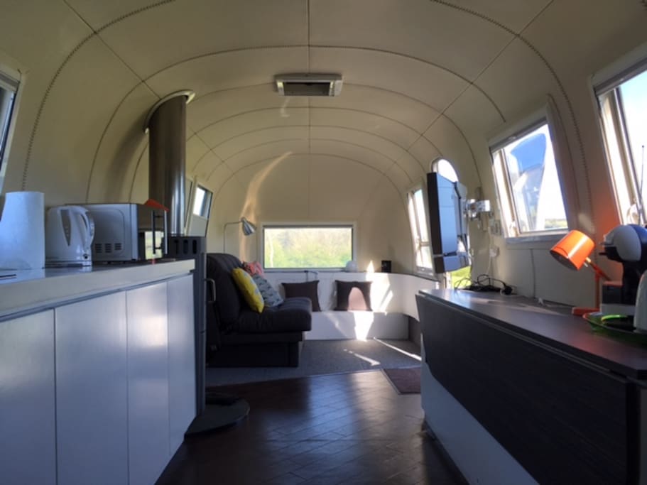 Sunrise at one end of the Airstream, sunset at the other