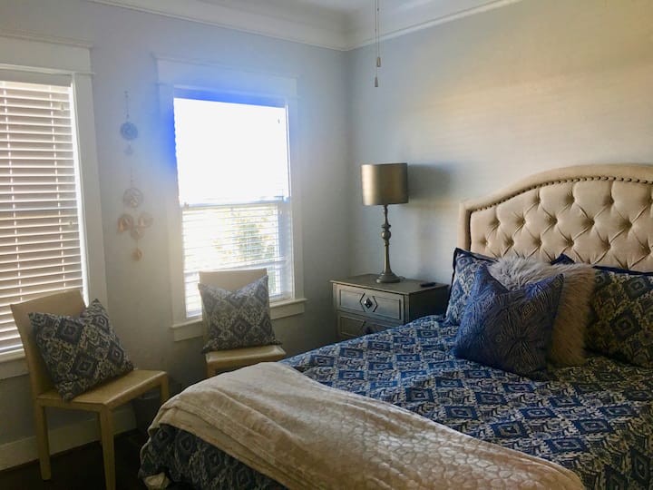 Downstairs bedroom view of windows 