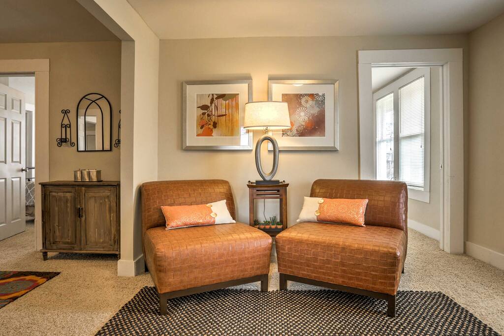 Contemporary decor and furnishings fill the interior.